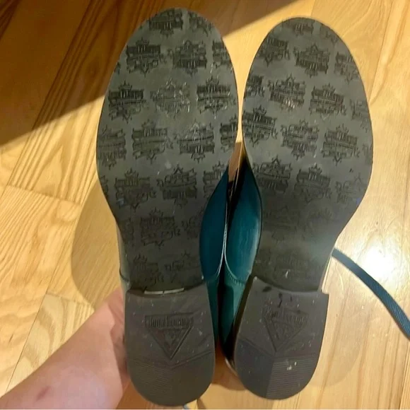 John Fluevog BIBLIO FLORENCE RIBBON LACE-UP SHOES Blue/Green size 11 - Picture 3 of 8